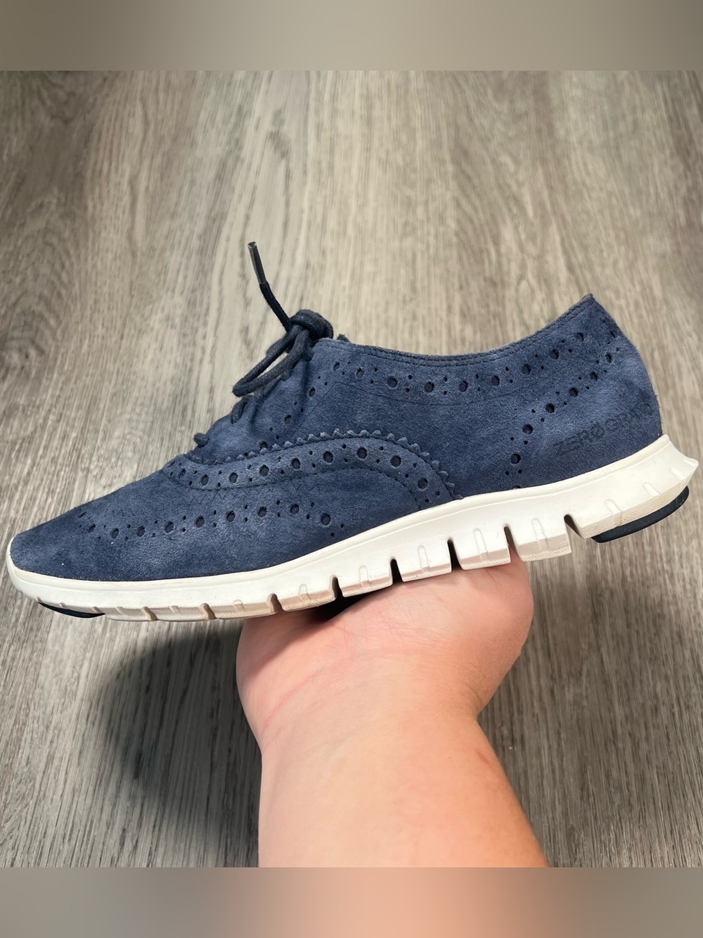 Cole Haan Shoes Womens 5 B Narrow Zerogrand Wingtip Oxford Suede Navy Blue Shoes